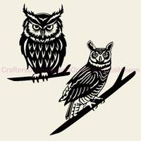 Owls svg dxf, Wild animal vector, dxf file for plasma, owl cut file for laser, wood wall art, Owl cu