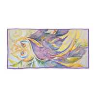 Beach Towel Plush- for Beach, Pool Summer Fun - Purple gold owl watercolor, Fun, cute, collectible o