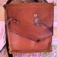 Owl in Tree brown leather purse on sale free shipping
