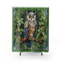 Owl Mosaic Tile Shower Curtain- Matching Accessories, Beautify & Personalize the Bathroom, Custo