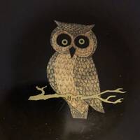 Vintage Couroc of Monterey Owl Bowl Inlayed Eyes Branch and Talons Brown Gold