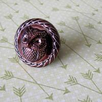 Bronze Owl Button Ring