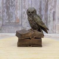 Bronze Owl on Books Statue: Symbol of Wisdom Figurine