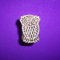 Owl Hand Carved Wood Stamp Bird Print Blocking for Fabric Clay textile paper