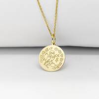 14K Gold Owl Necklace, Personalized Engraved Charm