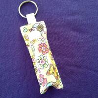 Retro owl and flower Fabric lip balm/Chapstick keychain holder FREE SHIPPING!