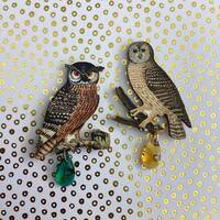 Statement Owl Pin,Wooden Owl badge ,Owl Brooch,Whimsical Owl jewellery,Owl lover gifts,Wooden Owl st