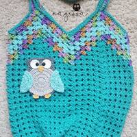 Granny Square Owl Tote Bag - Handmade Crochet - Market Bag