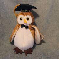 Vintage ty Wisest 2000 Graduation Owl Beanie Baby Retired 12/15/00 Beanie Babies New with Mint Tags!