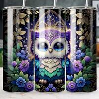 Mystical Owl 20 oz Skinny Tumbler Wrap Straight/Tapered Design,Digital Download, Owl Lover Gift Idea