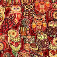 Owl Fabric, Fabric by Yard, Half Yard, Cotton Fabric, Oasis Fabrics, Sahul Land, Stacked Owls Brown,