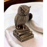 Brass Owl on Books Vesta Match Safe, Snuff Box, Match Striker, Match Storage, Graduation Present, No