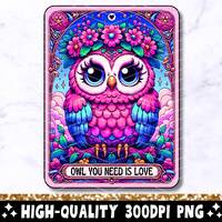 Owl You Need Is Love Tarot Card PNG, Owl Sublimation Design, Witchy Gothic Celestial Owl Lover T-Shi