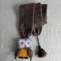 Dark Brown Owl - Knitted Scarf