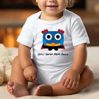 Süper Hero Owl Baby Bodysuit - Cute Cartoon Superhero Shirt for Babies - Girly Superhero Owl T-