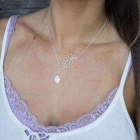 Sterling Silver Adjustable Leaf and Owl Bird Necklace, Bridesmaids Gift, Christmas, Celebrity Inspir