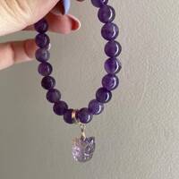 Handmade Uruguai Amethyst Bracelet, Ametrine Owl Charm, S925