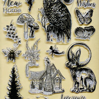 Trees Woods Forest Owl Mushroom Rabbit Fairy Moon Transparent Clear Silicone Stamp