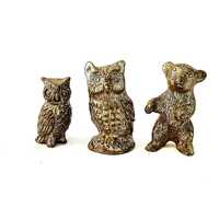 Miniature Tin figurines of Owl, Bear