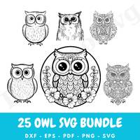 Owl Svg Bundle - Owl Clipart - Owl Png - Owl Svg Files for Cricutn- Bird Silhouette Svg - Owl Cartoo