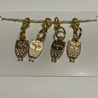 Gold Owl Knitting Stitch Markers | Set of 4, Handmade