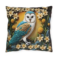 William Morris Inspired Owl Pillow Art Nouveau Indoor Outdoor Pillow Home Decor Faux Embroidered Cot