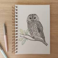 Tawny Owl Notebook Design - 70 page lined - A5