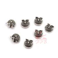 5 Owl Beads 11mm Wholesale Antiqued Silver Plated Spacer Beads SB0117687