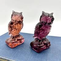 Vintage  Boyd Glass Owl Figurines, Sold Separately, Choose from Rose or Amethyst, Retro Owls, Collec
