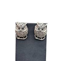 Vintage Sterling Silver Owls Birds Earrings Pierced Studs 925 Artisan Jewelry