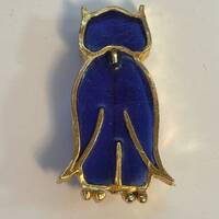 Joy Owl Brooch Plique a Jour Poured Resin Vintage Signed Pin