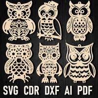 Christmas Svg Wooden Ornament Owl Toy Shape For Laser Cut Machine, Cricut Plywood Craft, Holiday Xma