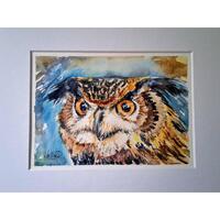 Original Owl Watercolour Painting: Wildlife Art (5x7")