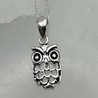 Cute 925 Silver Owl Pendant Necklace