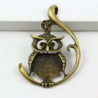 10Pcs Antique Brass Owl Chram Owl Pendant 48x30mm (PND651)