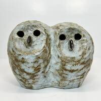 Vintage Tommy Kakinuma Pottery Owls Sculpture - Mid Century Modern Canadiana