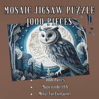 Meditative Mosaic Owl in Moonlit Forest, Paper Mosaic Puzzle, 1000 Pieces, Peaceful Forest Puzzle, C