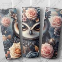 20oz Owl Skinny Tumbler Sublimation Design, Straight & Tapered Wrap, Tumbler Wrap, Tumbler PNG, 