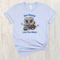 Mother's Day T-shirt featuring a Mama Owl and her Sweet Baby Boy Owl with Floral Design