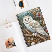 Barn Owl Spiral Notebook William Morris Inspired White Owl Notebook Cottagecore Spiral Notebook Rule