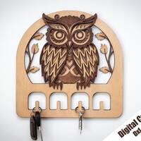 Owl Key Hanger laser cut file, Layered wall key holder, SVG, DXF
