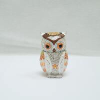 Cristiani Collezione Owl Jeweled Pewter Enameled Trinket Box