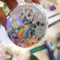 Owl Book bag Keychain, Easter Baskets Small Gift Ideas Keychain for School backpack, Horned Owl Char