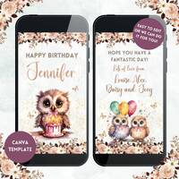 Cute Owl Birthday Card Video, Owl Birthday Card, Digital Birthday Card, Owl Video Card, Personalised