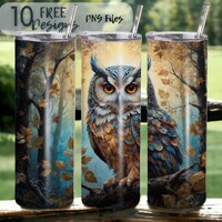 Owl 20 oz Skinny Tumbler Sublimation Design - PNG Instant  - DIGITAL DOWNLOAD