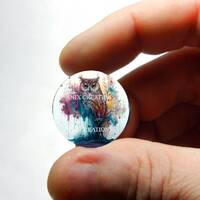 Glass Owl Stained Glass Design Cabochon for Jewelry and Pendant Making - 8mm 10mm 12mm 13mm 14mm 16m