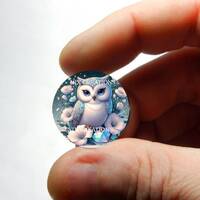 Glass Owl Stained Glass Design Cabochon for Jewelry and Pendant Making - 8mm 10mm 12mm 13mm 14mm 16m