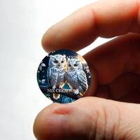 Glass Owl Stained Glass Design Cabochon for Jewelry and Pendant Making - 8mm 10mm 12mm 13mm 14mm 16m