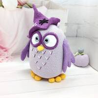 Adorable Crochet Stuffed Animal: Purple Owl Nursery Decor