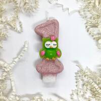 Owl Birthday Candle, Spring Bird Party Decor, Girls 1st Birthday Party Decor, Sparkly Number Cake To